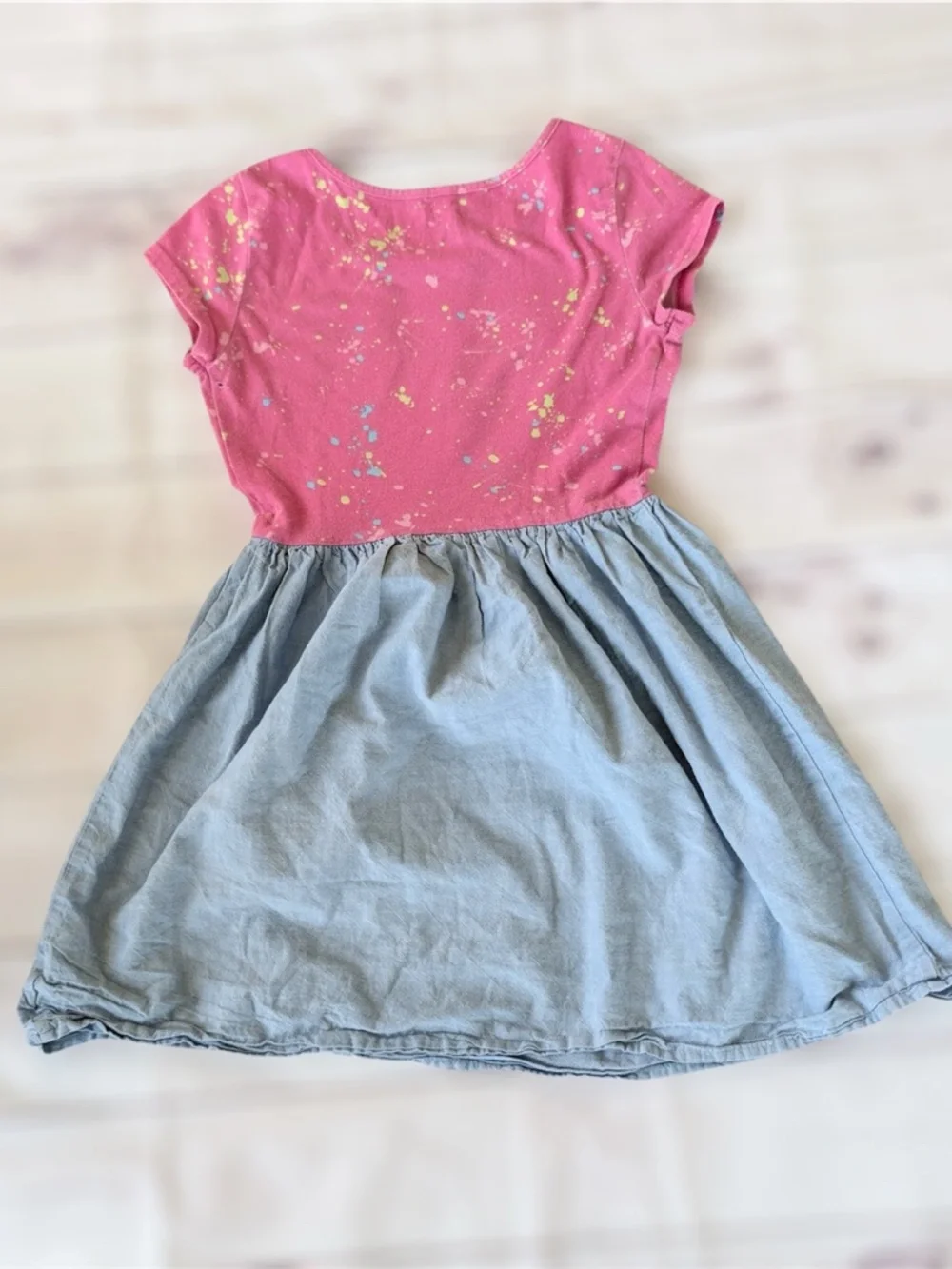 Children's Place Girl's Dress Pink Cotton Blue Butterfly - Medium 7/8 Sequin - Picture 2 of 12